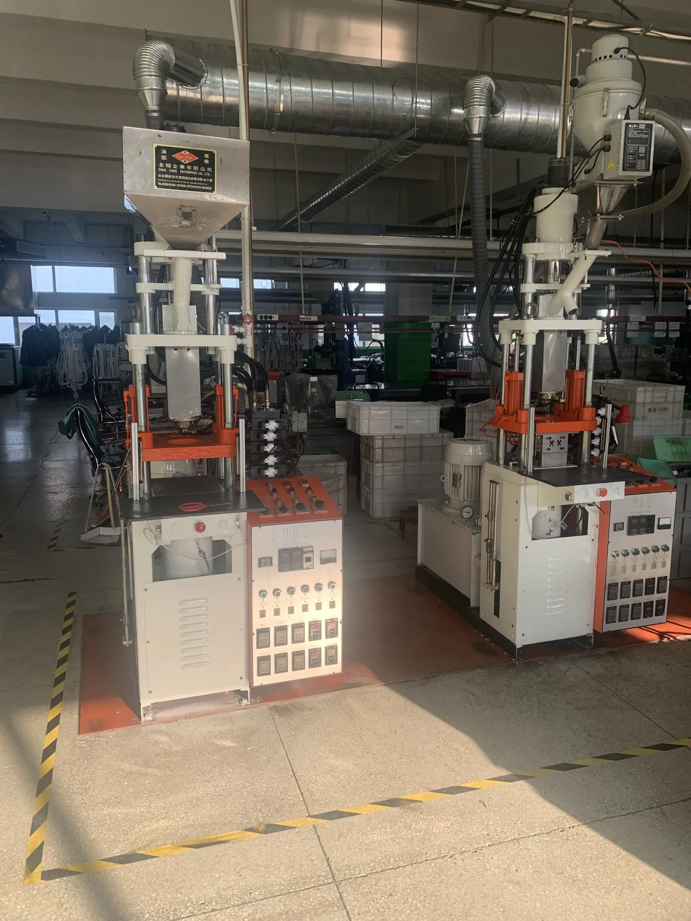 Cable manufacturing equipment on an indoor factory floor