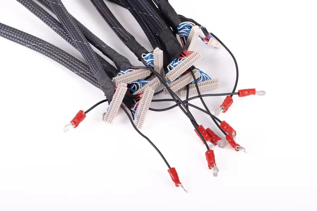 Braided wire harness assembly with multiple connectorized leads